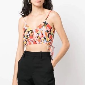 Plan C floral-print cotton cropped top